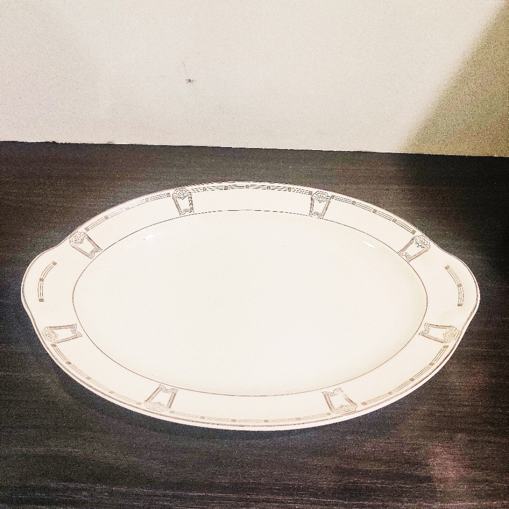 VTG 30's✨Taylor Smith 22 Carat Platinum Art Deco Platter 11.5" X 8" Very Good